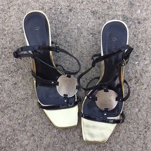 Aigner Gold & Brown wedge sandals